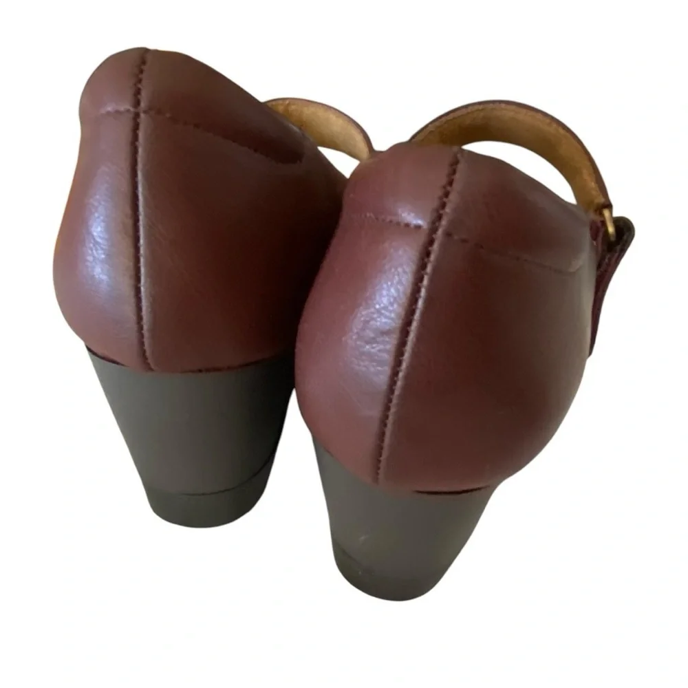 Natural Soul Women’s Maritza Mary Jane Almond Toe Faux‎ Leather Brown Wedge